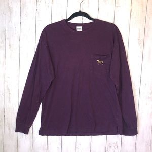 PINK Victoria’s Secret Leopard Cheetah Long Sleeve Small Plum Purple Crew